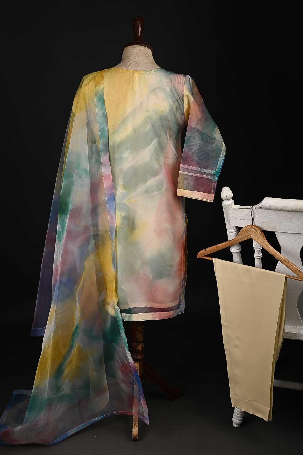 RTW-111-Multi - 3Pc Stitched Organza Dress