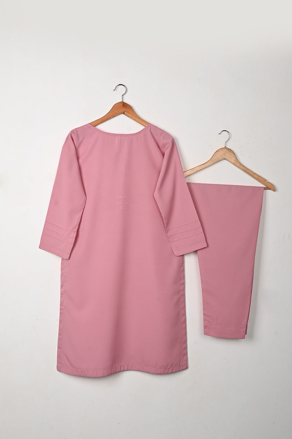 STP-267B-Pink - 2Pc Ready to Wear Malai Solid Dress