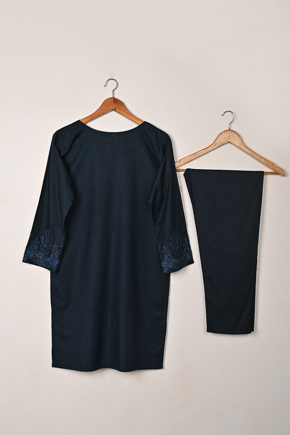 STP-231B-Navy Blue - 2PC READY TO WEAR EMBROIDERED COTTON DRESS