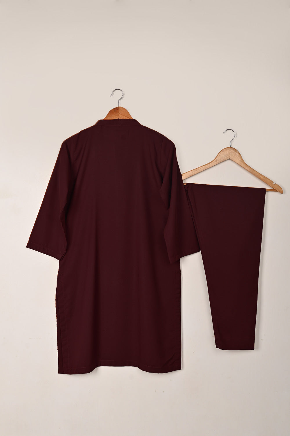 STP-221E-Maroon - 2Pc Ready to Wear Malai Solid Dress