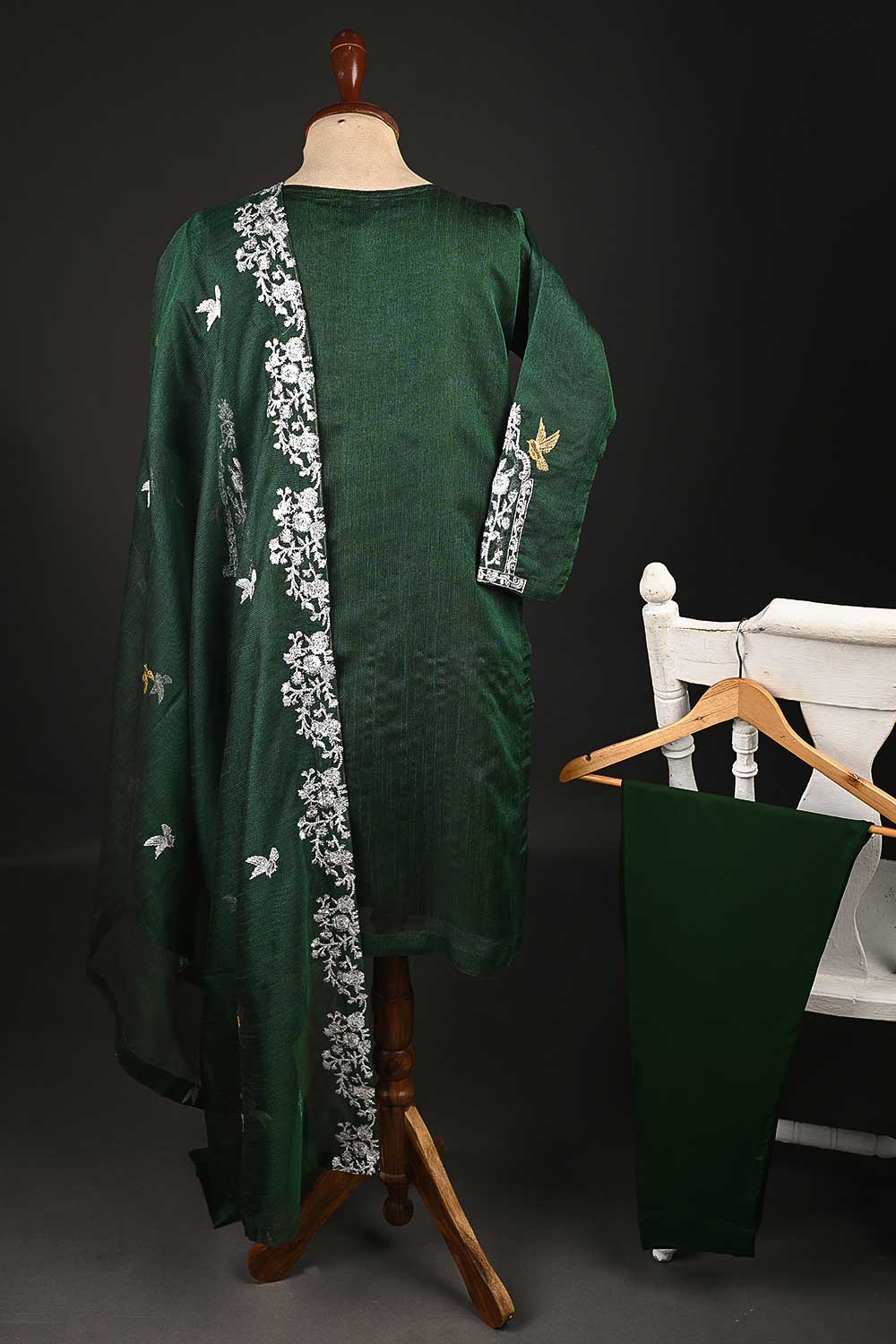 RTW-135-Green - 3Pc Stitched Khaadi Net Dress