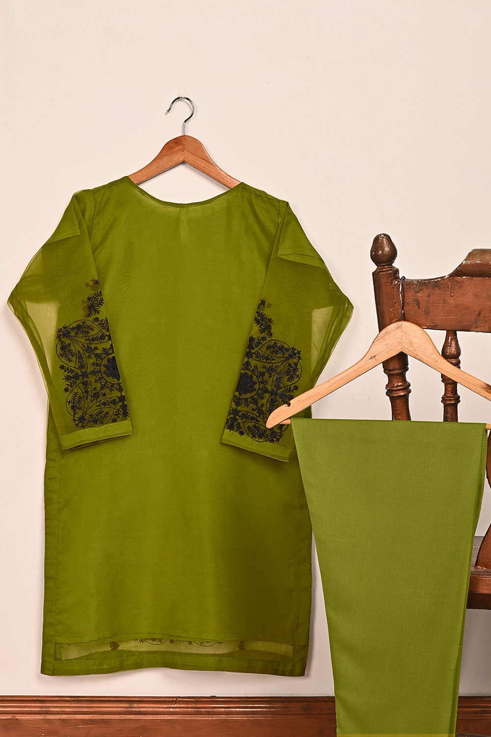 STP-111C-Moss - 2Pc Organza With Malai Trouser