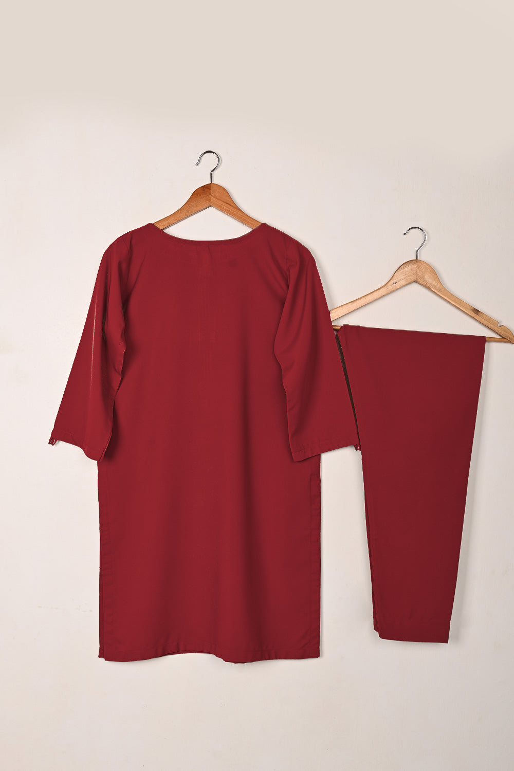 STP-234F-Red - 2Pc Ready to Wear Malai Solid Dress