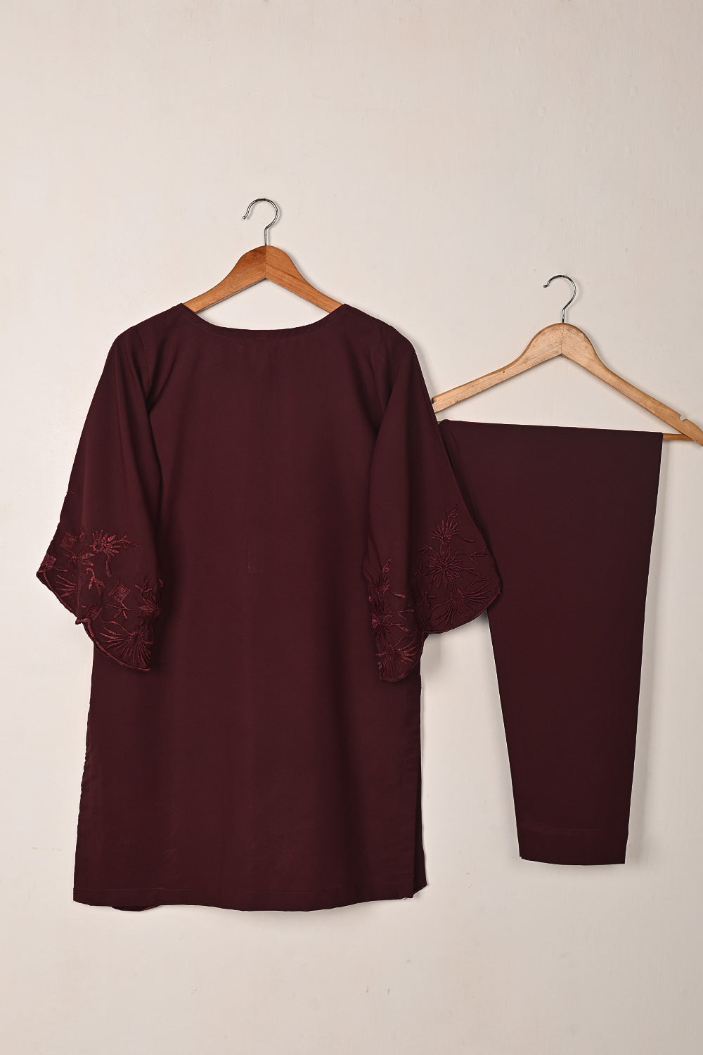 STP-230A-Maroon - 2Pc Ready to Wear Malai Embroidered Dress