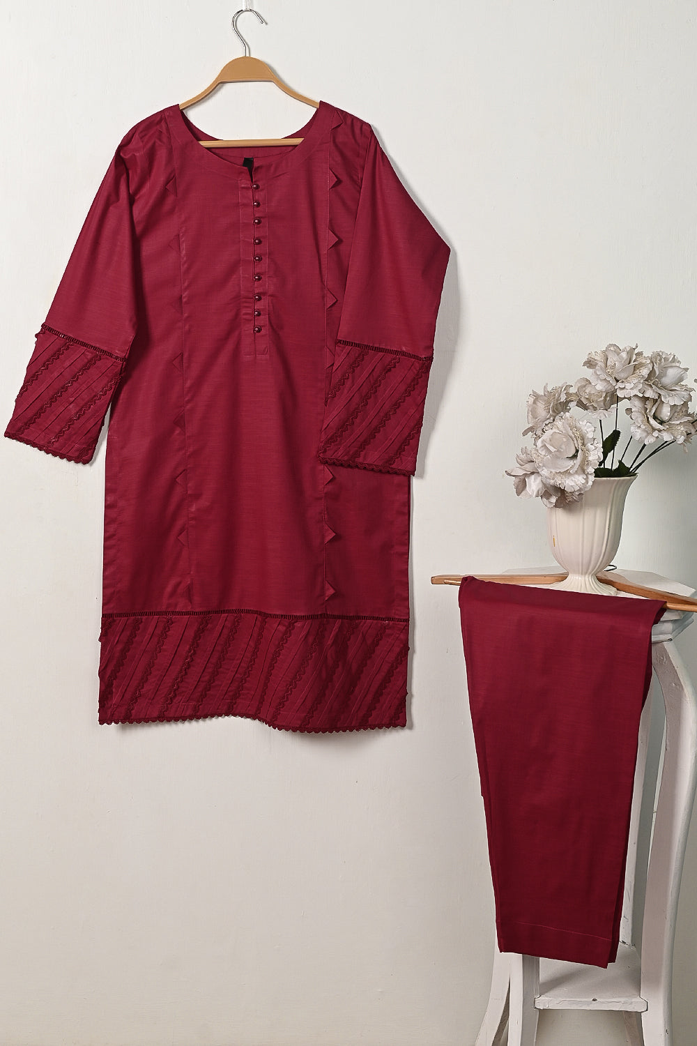 LSTP-2A-Maroon - 2Pc Ready to Wear Lawn Slub Dress REHLIN LSTP-2A-Maroon - 2Pc Ready to Wear Lawn Slub Dress REHLIN