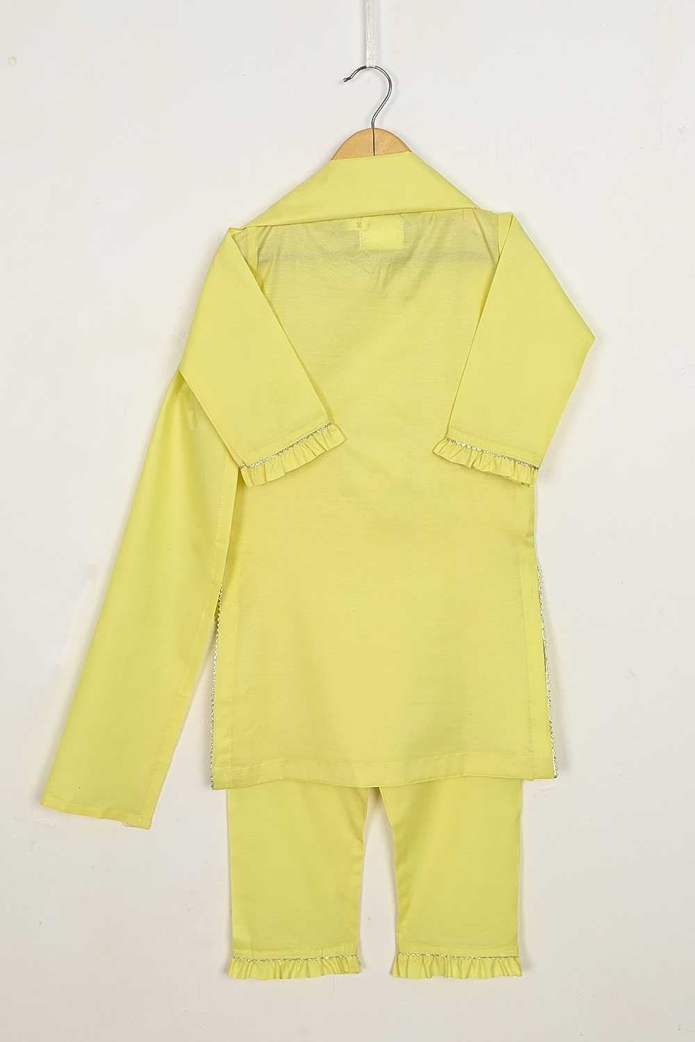 TKF-81-Yellow - Kids 3Pc Pc Cotton Dress Pc Cotton Trouser