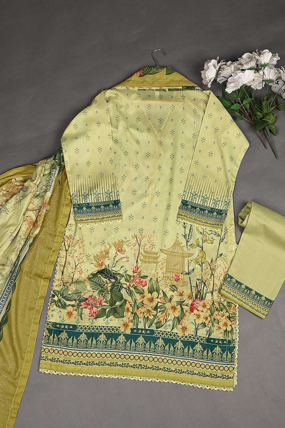 LT-005 - Three Piece Ready To Wear Digital Printed Lawn Dress With Digital Printed Swiss Voile Lawn Dupatta