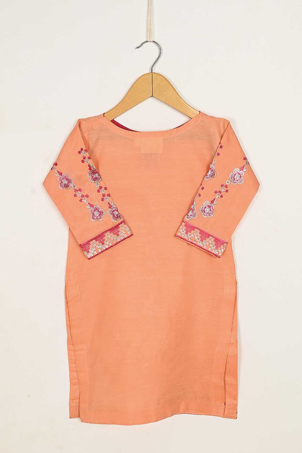 KOS-18-Orange - Kids Pc Cotton Embroidered Stitched Kurti
