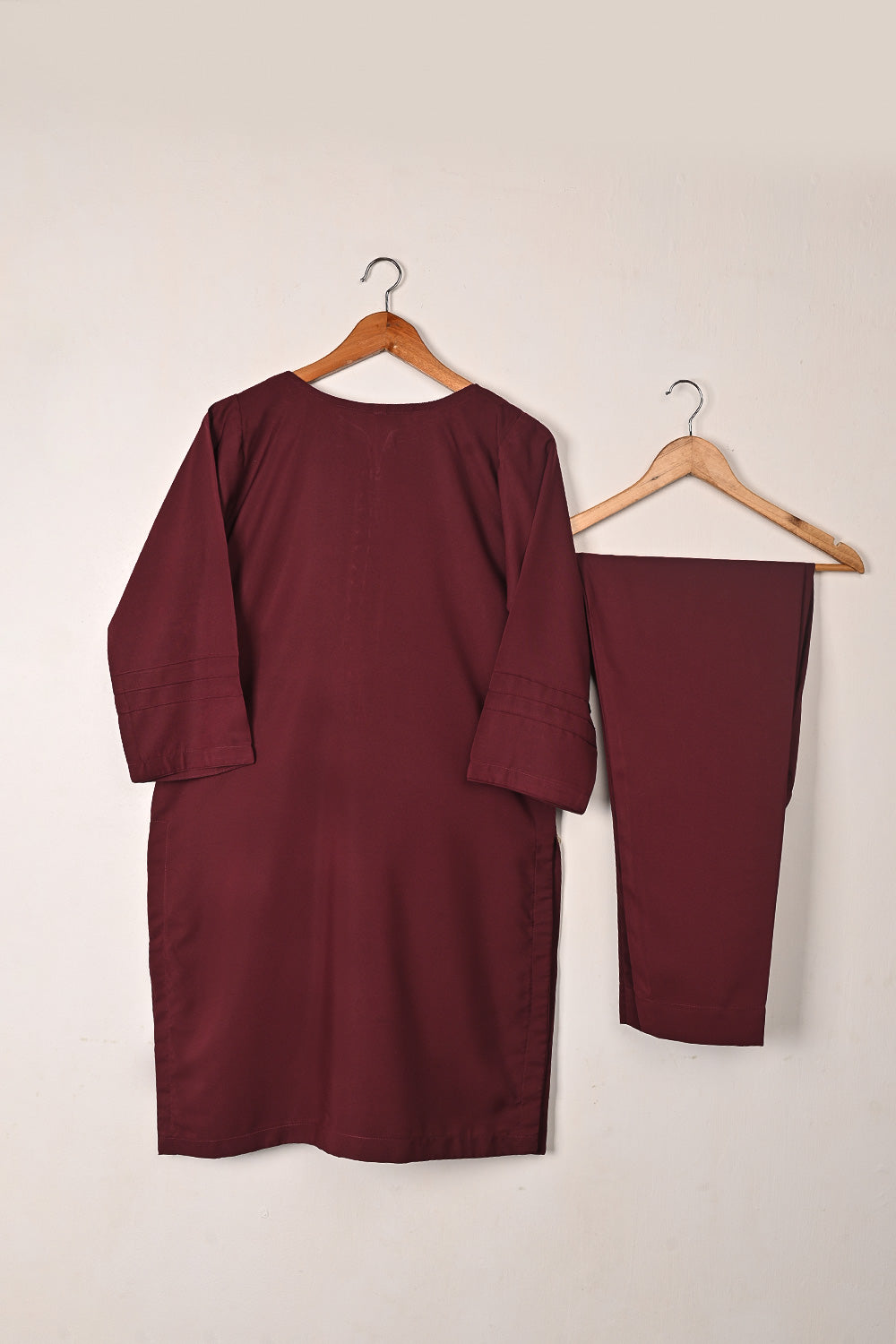 STP-235A-Maroon - 2Pc Ready to Wear Malai Solid Dress