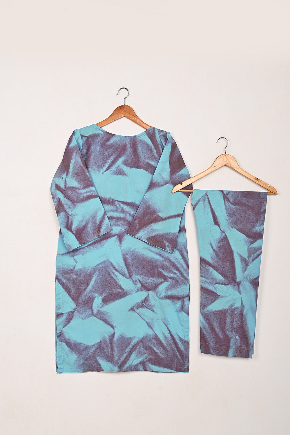 STP-206H-Sky Blue - Women 2Pc Ready to Wear Spray Contoured Malai Fabric Co-Ord Set