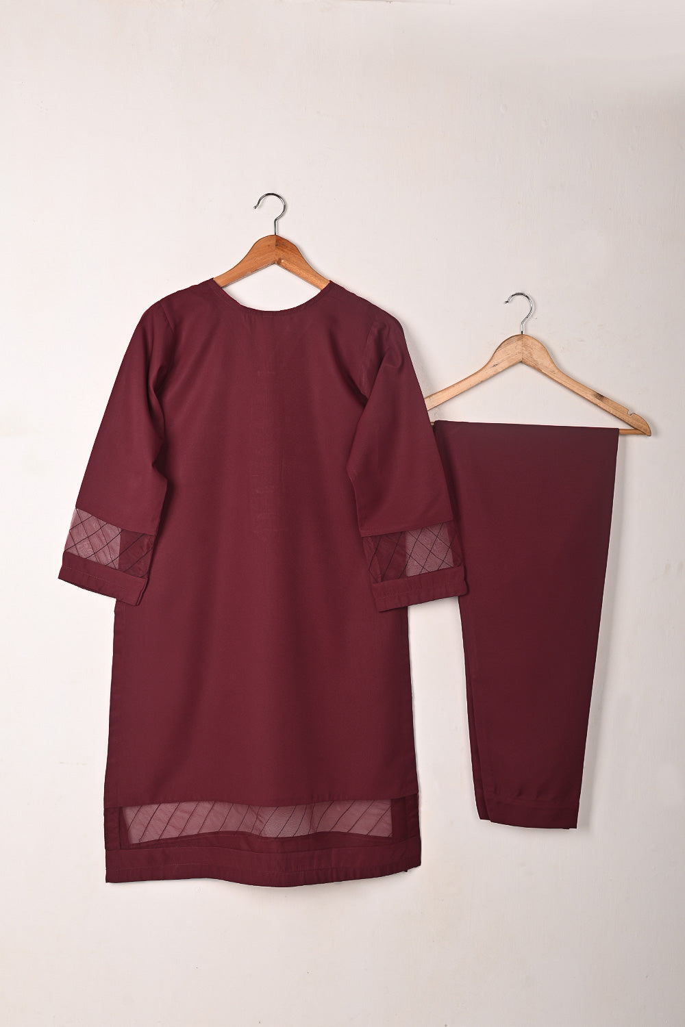 STP-254A-Maroon - 2Pc Ready to Wear Malai Solid Dress
