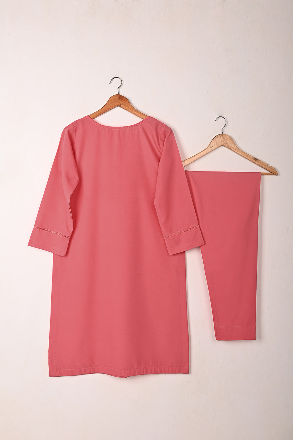 STP-256A-Pink - 2Pc Ready to Wear Malai Solid Dress