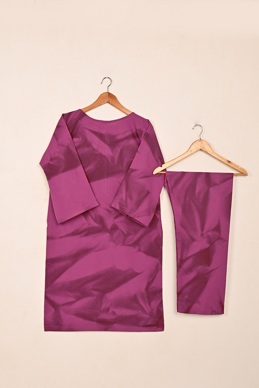STP-206O-Magenta - Women 2Pc Ready to Wear Spray Contoured Malai Fabric Co-Ord Set