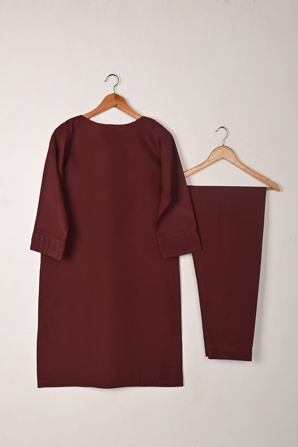 STP-290A-Maroon - 2Pc Ready to Wear Malai Solid Dress