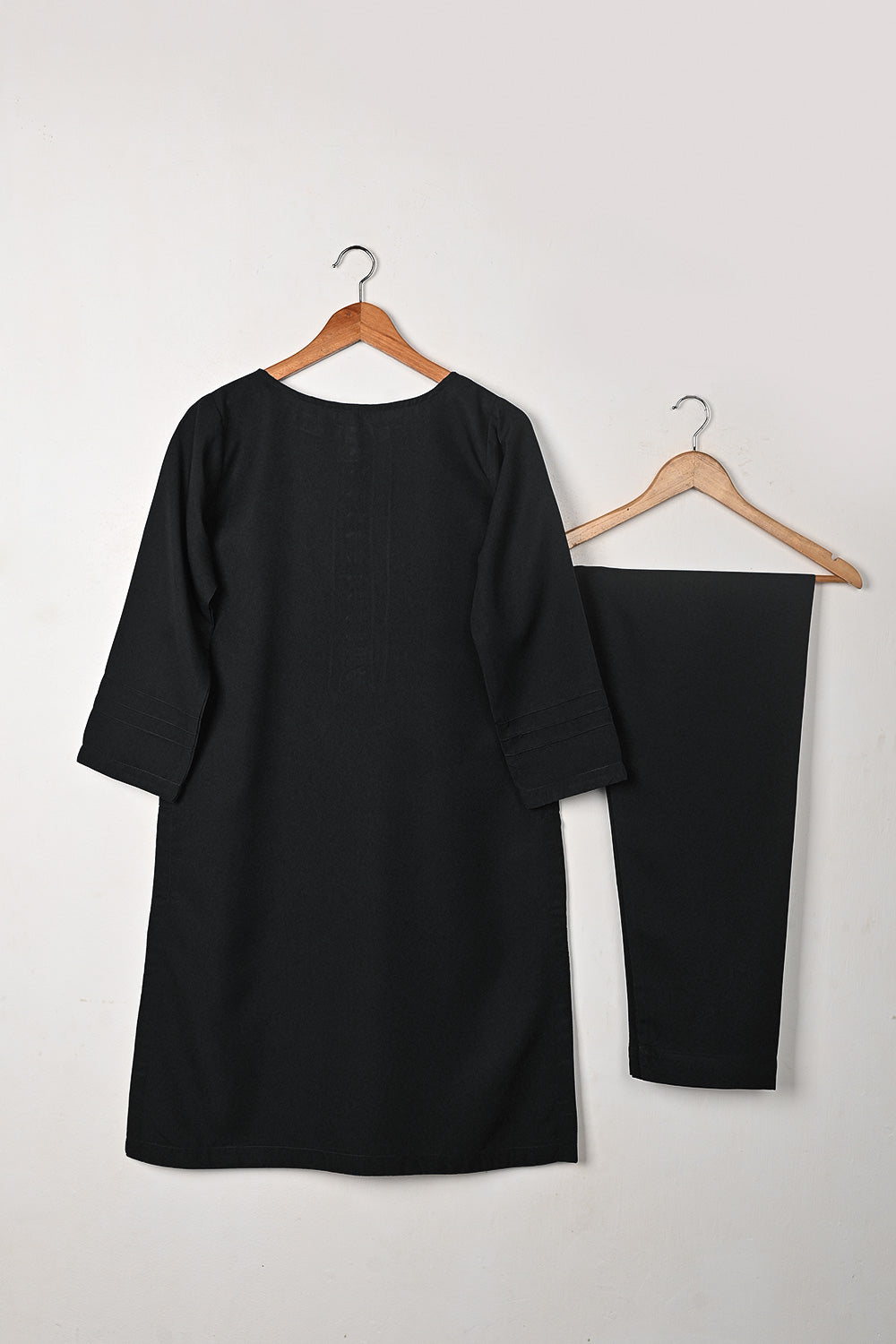STP-269B-Black - 2Pc Ready to Wear Malai Solid Dress