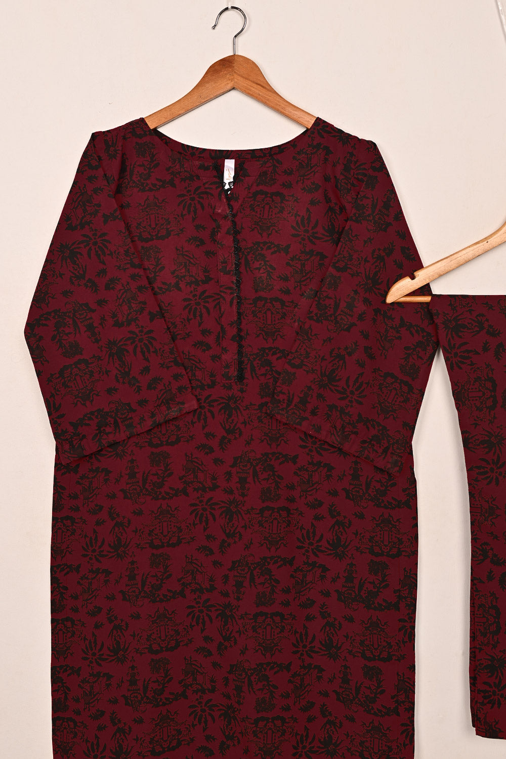 STP-201A-Maroon- 2Pc Ready to Wear Malai Printed Co-Ord Dress