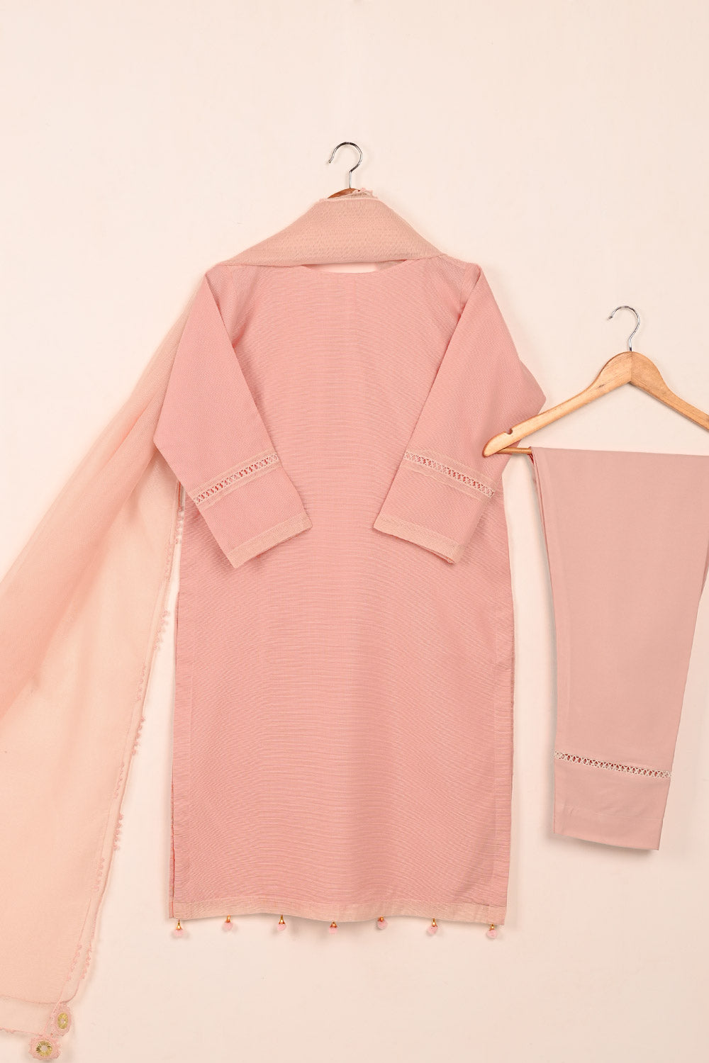 RTW-204-Pink - 3Pc Ready to Wear 3Pc Javeria Net Embroidered Dress