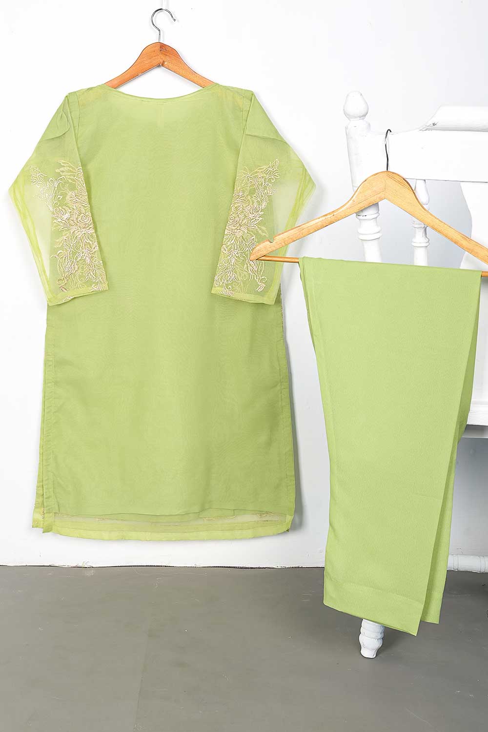 STP-072C-Pista - 2Pc Organza Embroidered With Malai Trouser