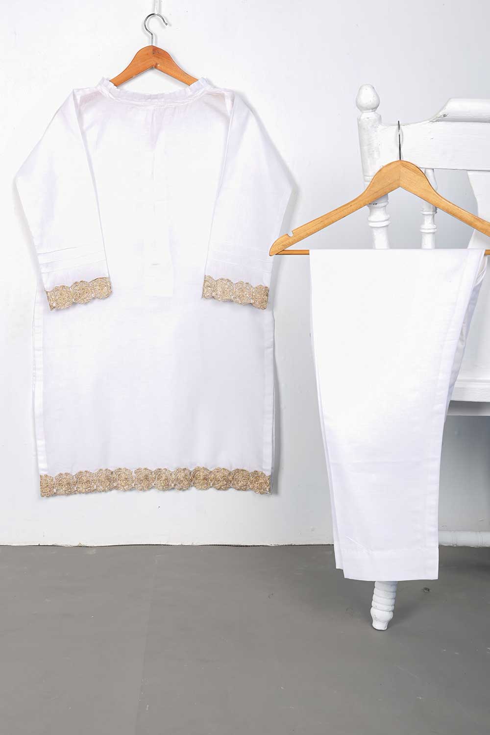 STP-094A-White - 2PC COTTON STITCHED