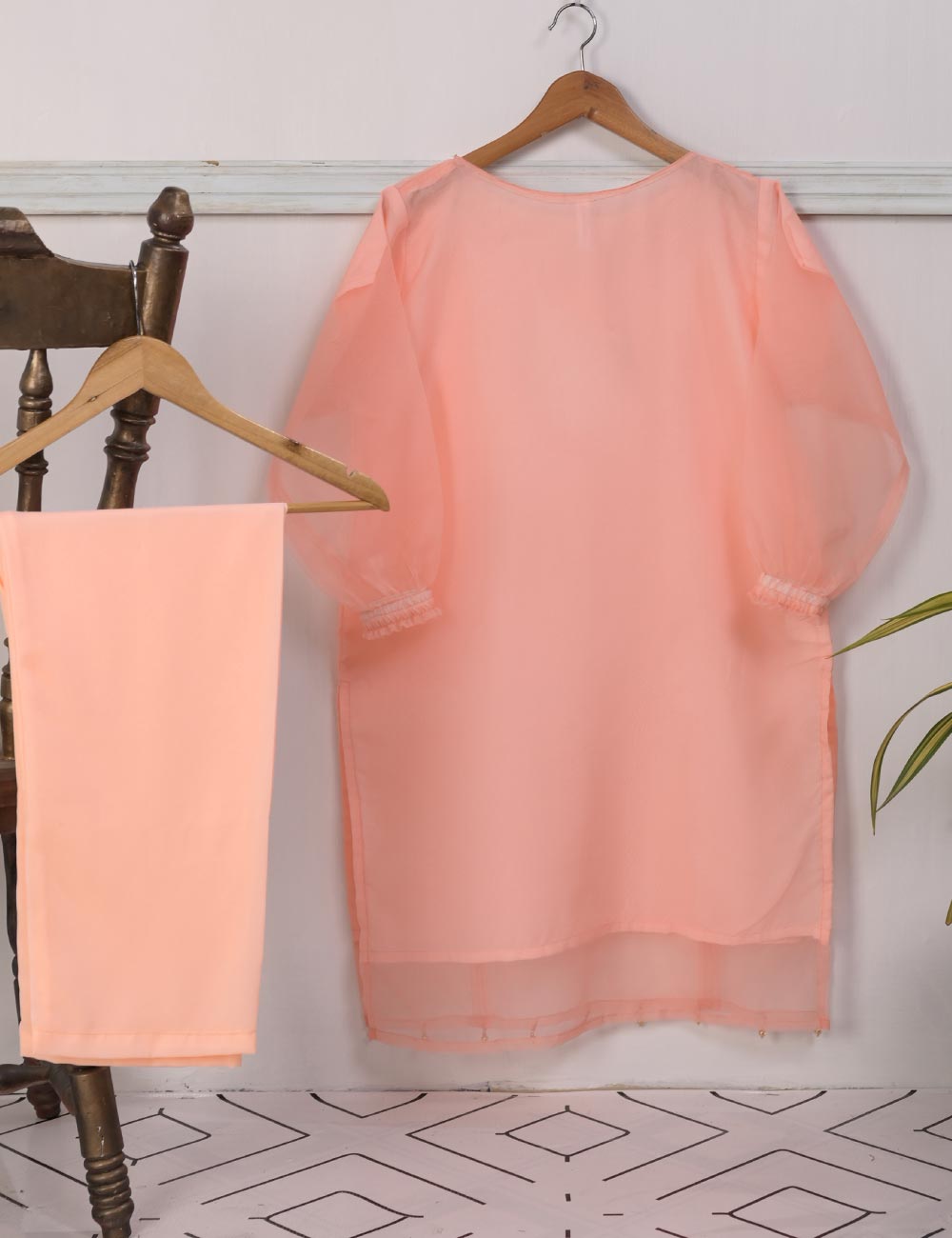 STP-023A-Pink - 2PC ORGANZA WITH MALAI TROUSER