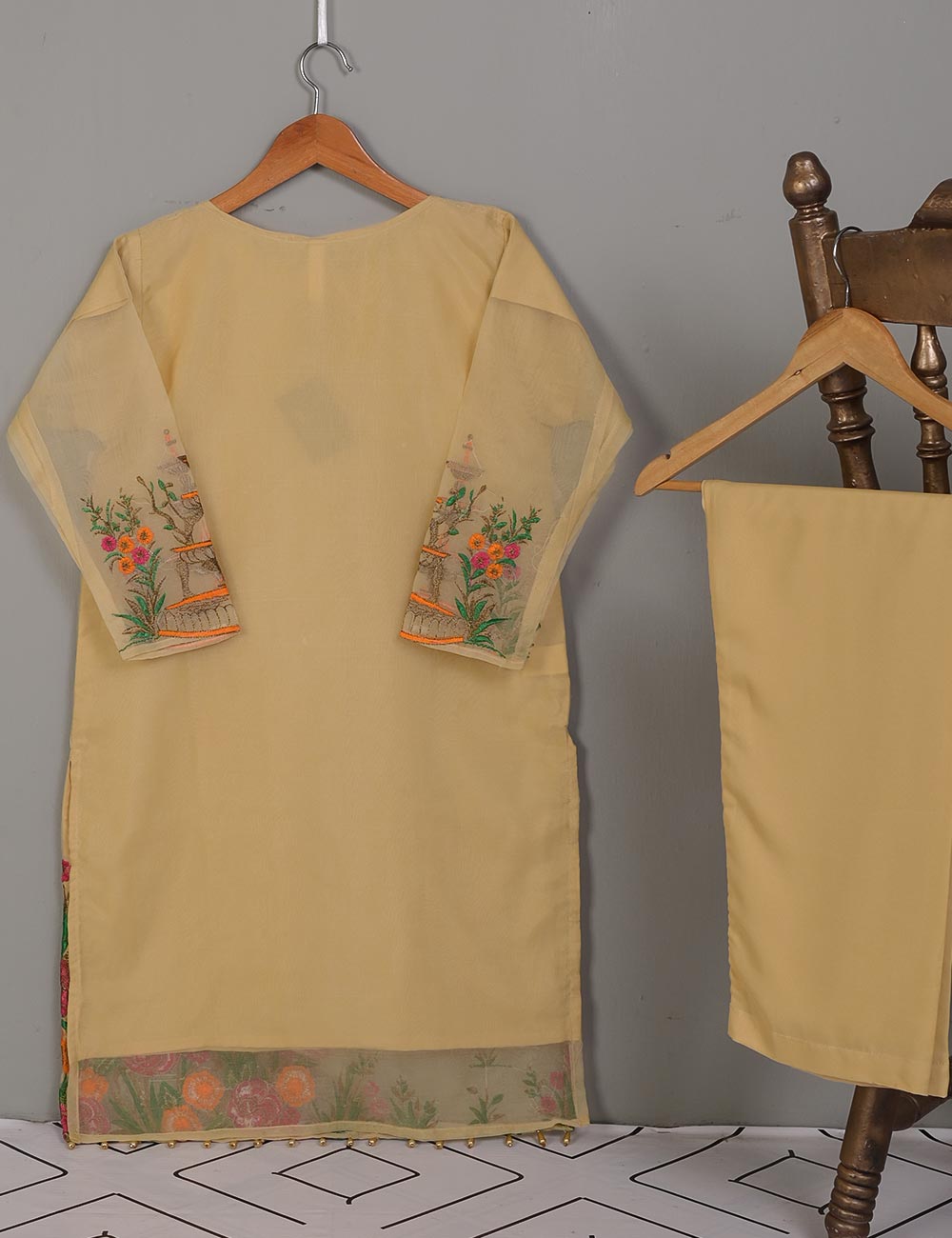 STP-016A-Skin - 2Pc Organza With Malai Trouser