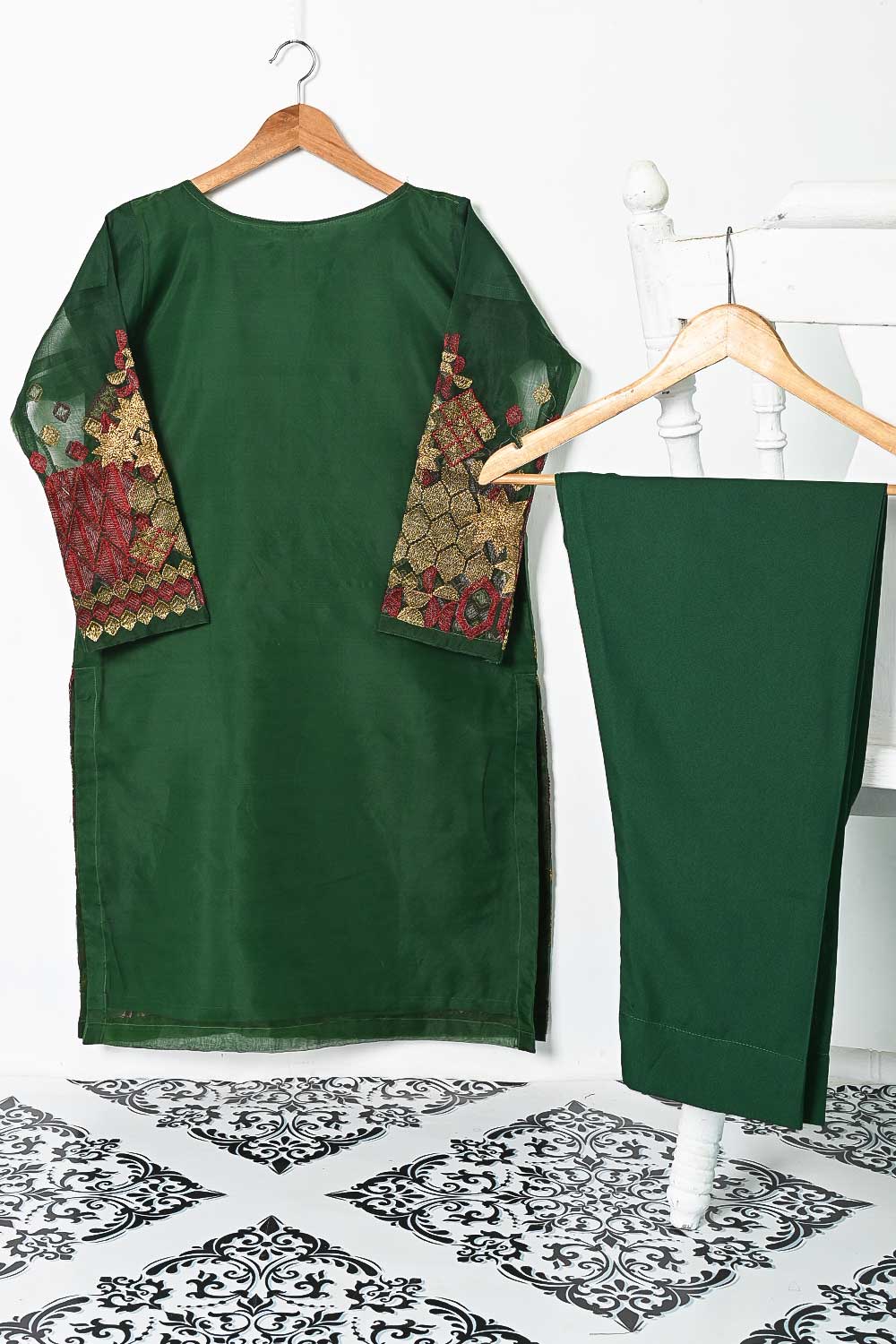 STP-116A-Green - 2Pc Organza With Malai Trouser