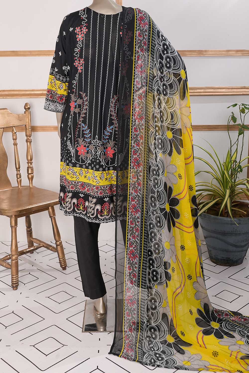 TSL-07 | Un-Stitched Embroidered Lawn Dress