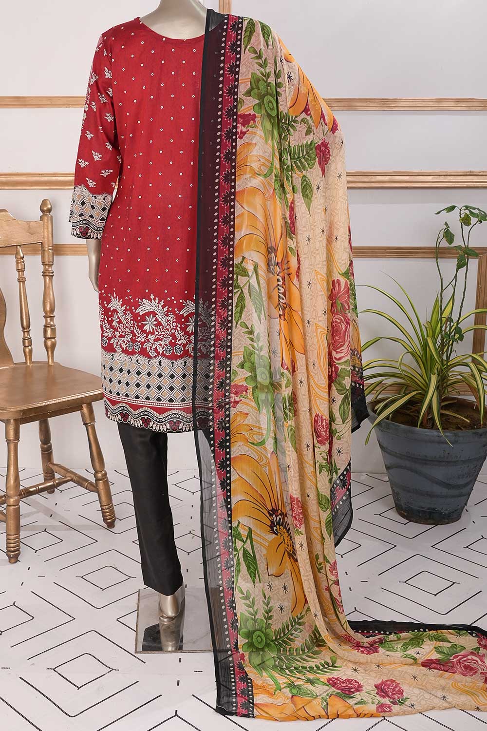 TSL-01 | Un-Stitched Embroidered Lawn Dress