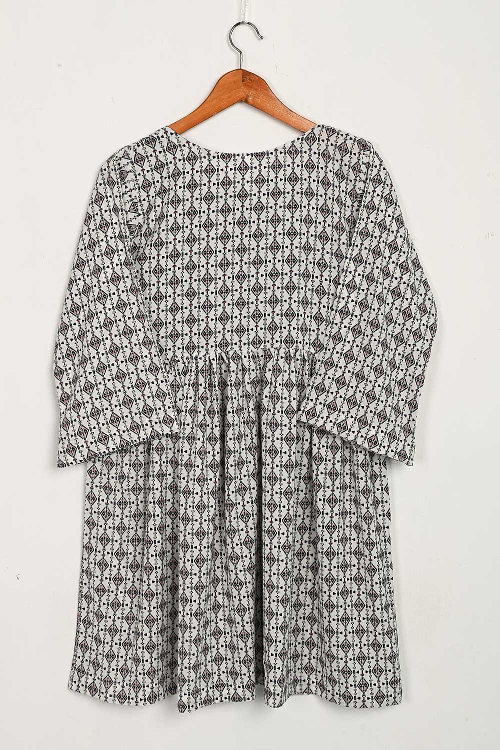 TS-232A-White - Digital Printed Georgette Crepe Frock