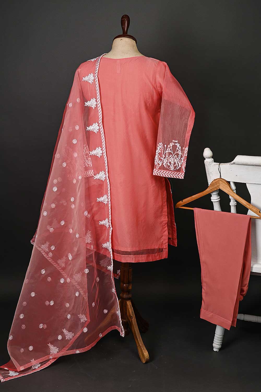 RTW-50-Pink - 3Pc Stitched Embroidered Organza Dress