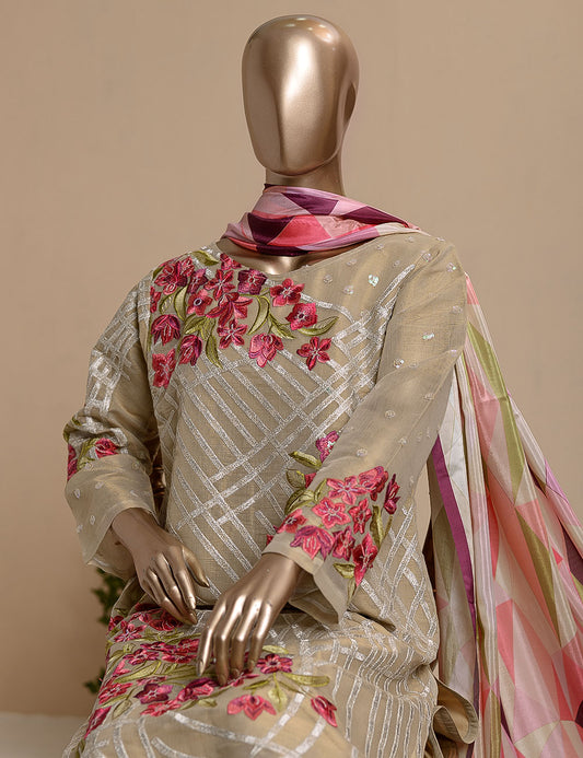 3 Pc Khaddi Lawn Unstitched Embroidered Dress (TP-16)