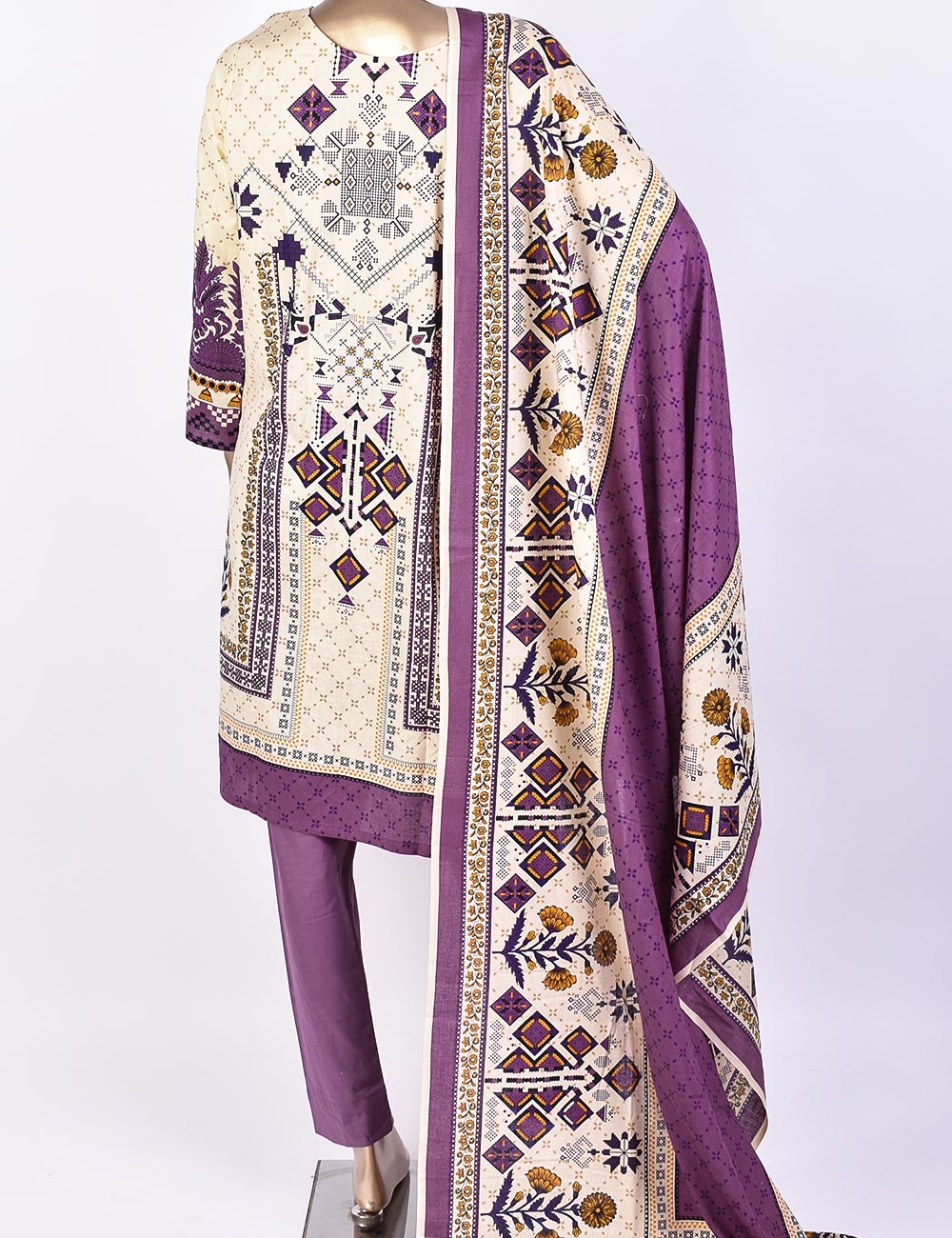 3 Pc Un-stitched Embroidered Lawn - Eternal Ethnic (ATL-4A-Skin Purple)