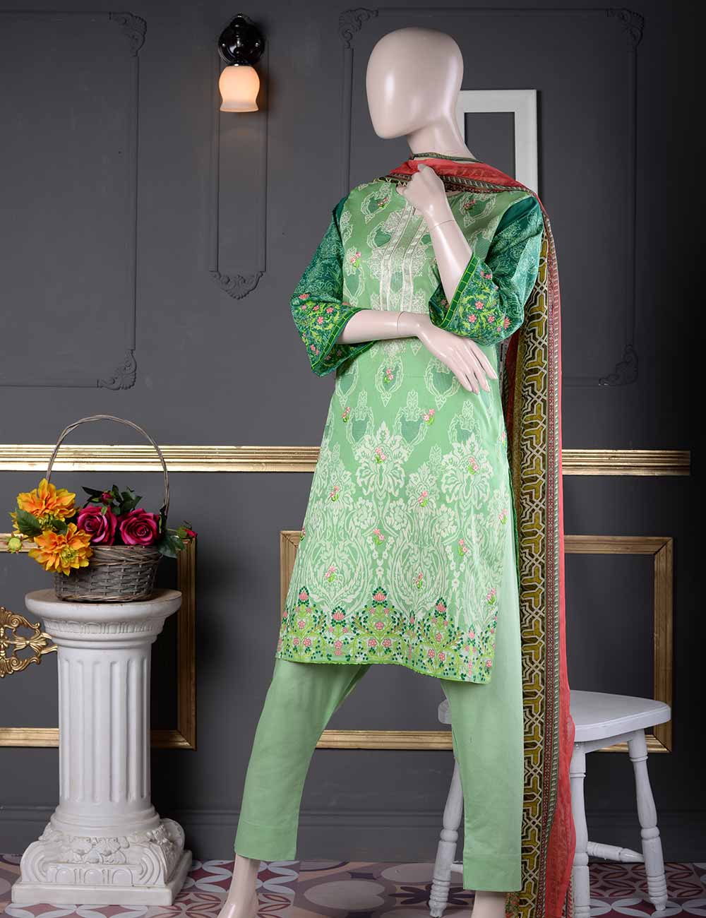 Un-stitched Embroidered Lawn (AQ-4A) Pastel Beauty