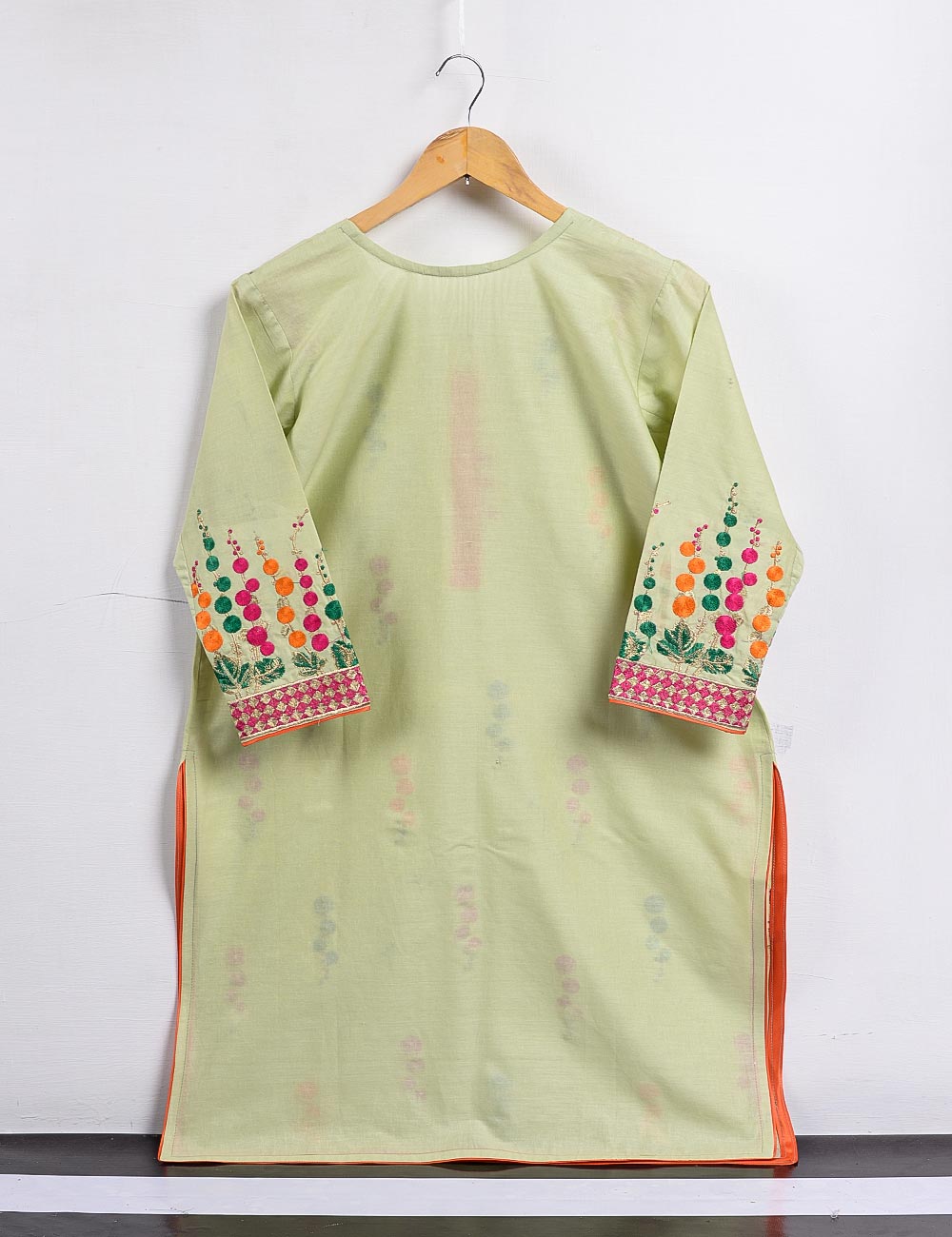 Cambric Embroidered Kurti - Turf - T20-007-Green