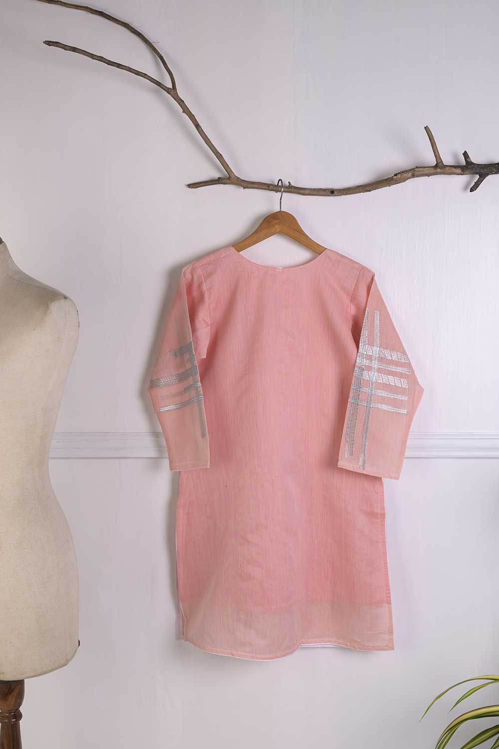 Paper Cotton Embroidered Stitched Kurti - Dianthus (TS-002E-Pink)