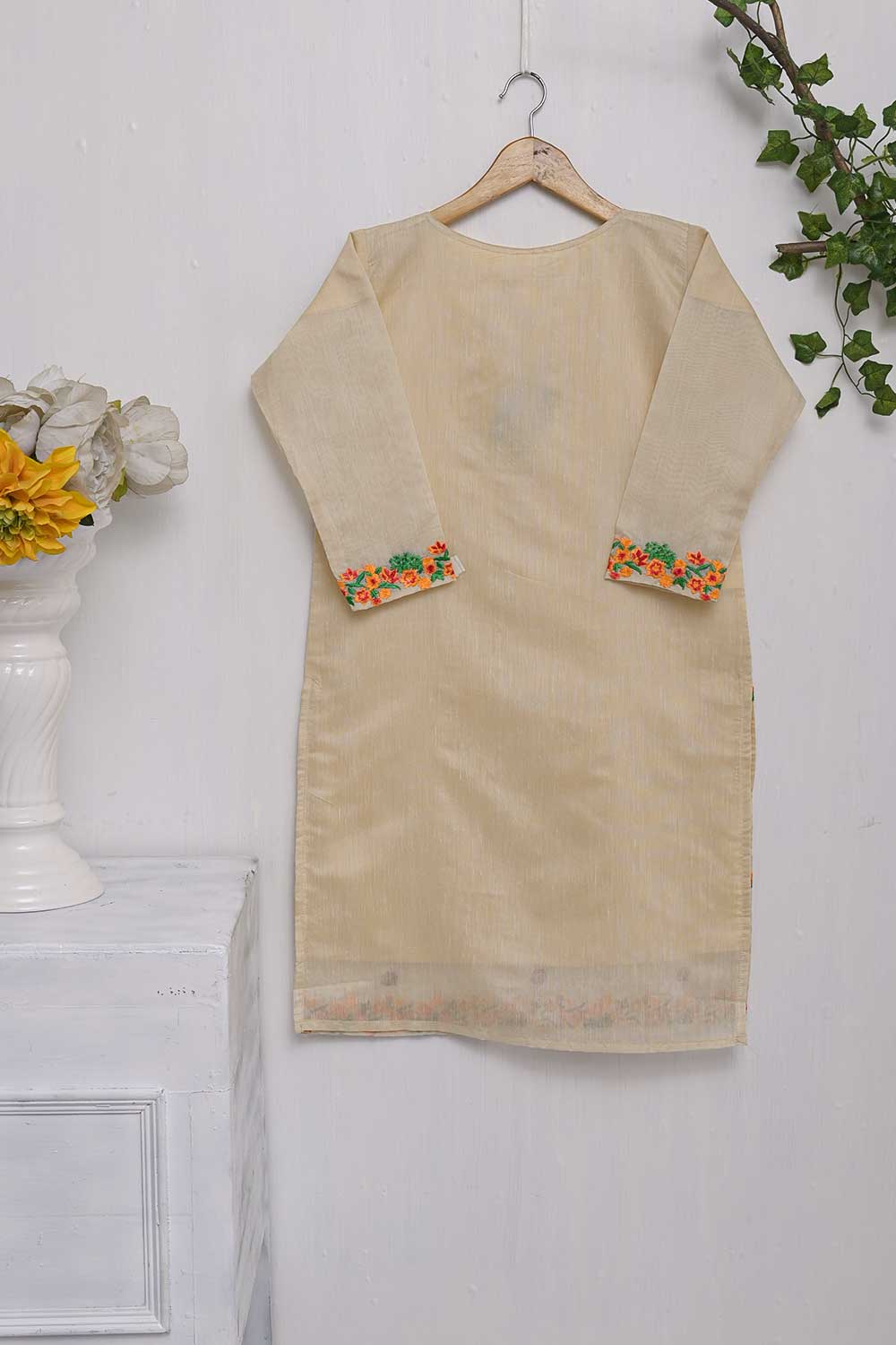 TS-170-Skin - Paper Cotton Embroidered Kurti