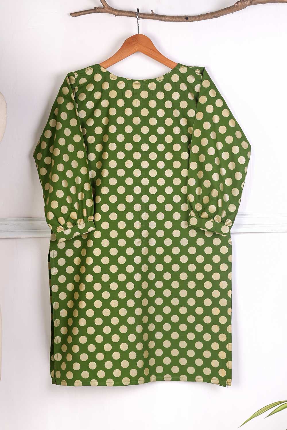 TS-189A-Green - Cotton Printed Kurti