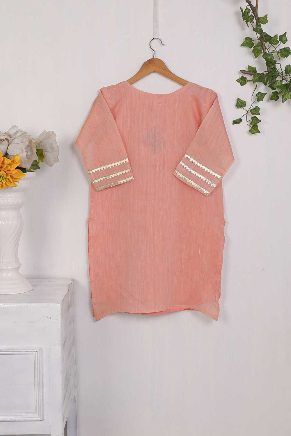 Paper Cotton Gotta Work Stitched Kurti - Bloodstone (T20-044C-Pink)