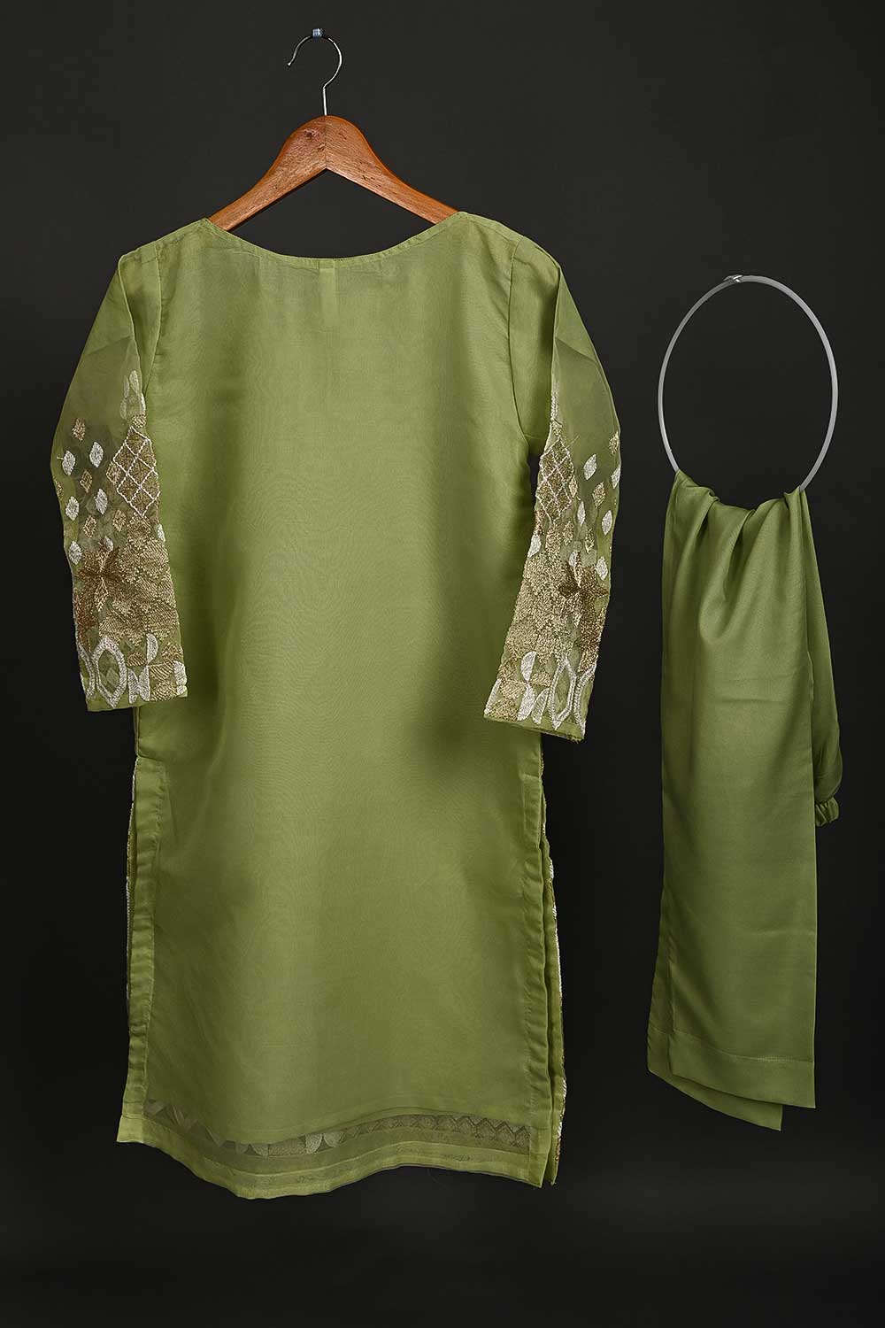 STP-084A-Pista - 2Pc Organza Embroidered With Malai Trouser