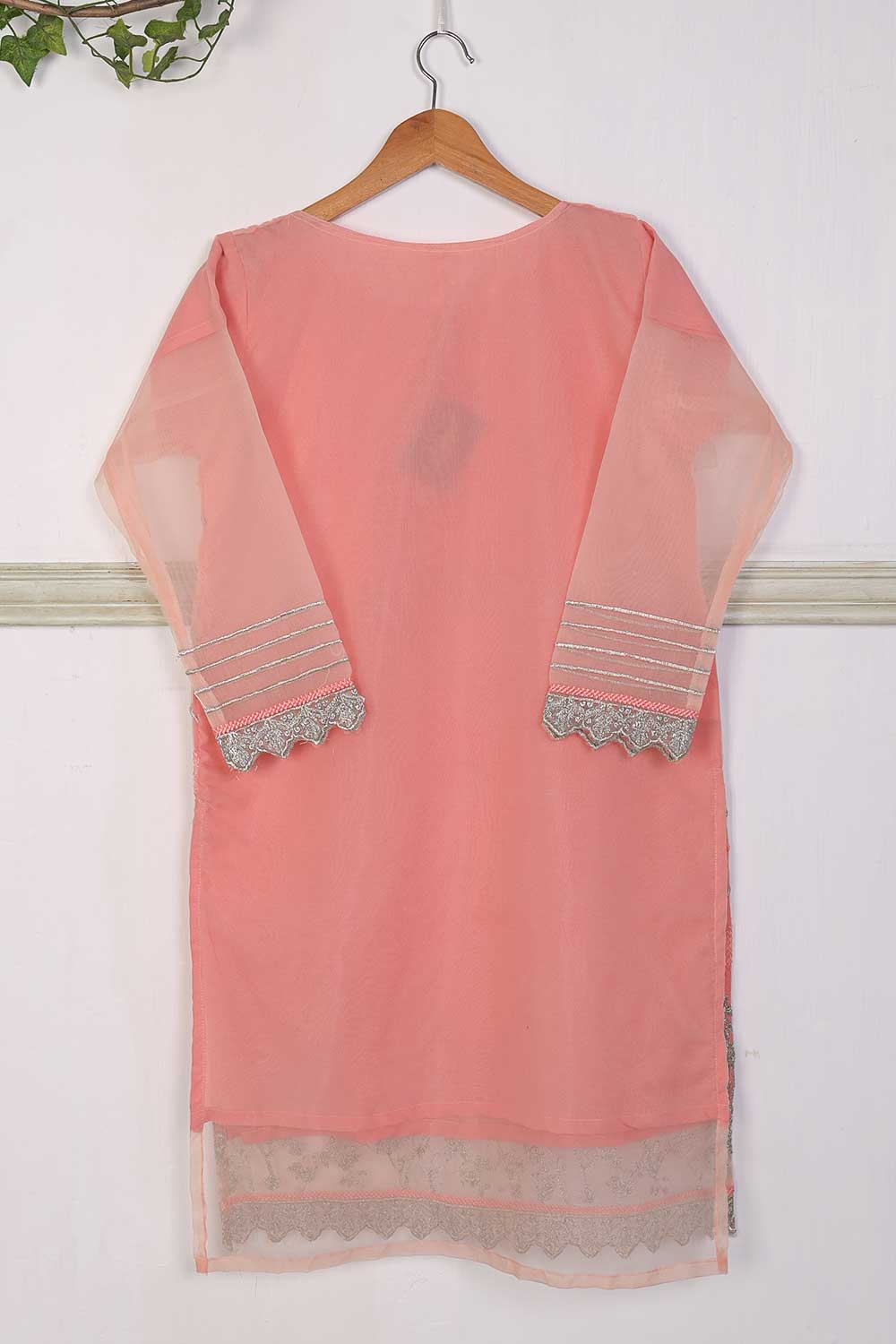 Organza Embroidered Stitched Kurti - Semolina (TS-039B-Pink)