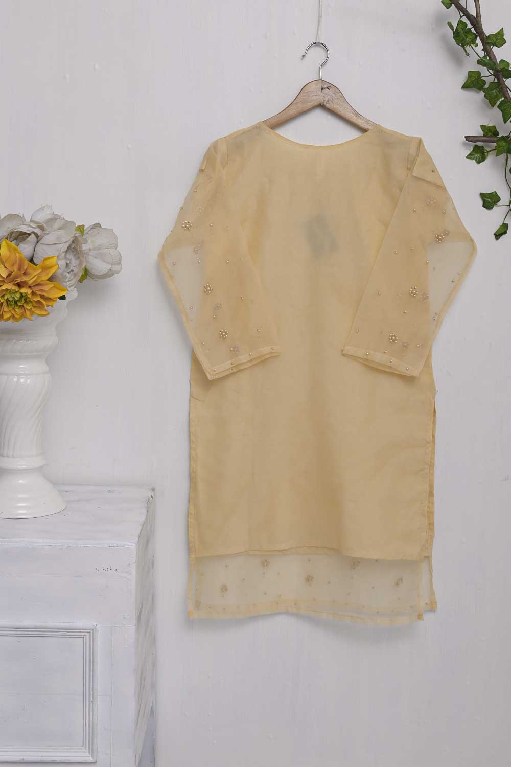 Organza Stitched Kurti - Organza Pearls (T20-042A-Skin)