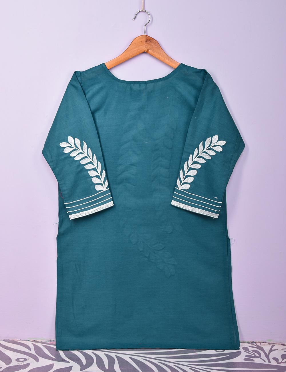 Cotton Embroidered Stitched Kurti - Renewed Carnation (TS-007C-Turquoise)