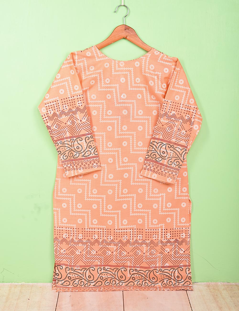 Cotton Printed Stitched Kurti - Electric Fuse (TS-080A-Peach)