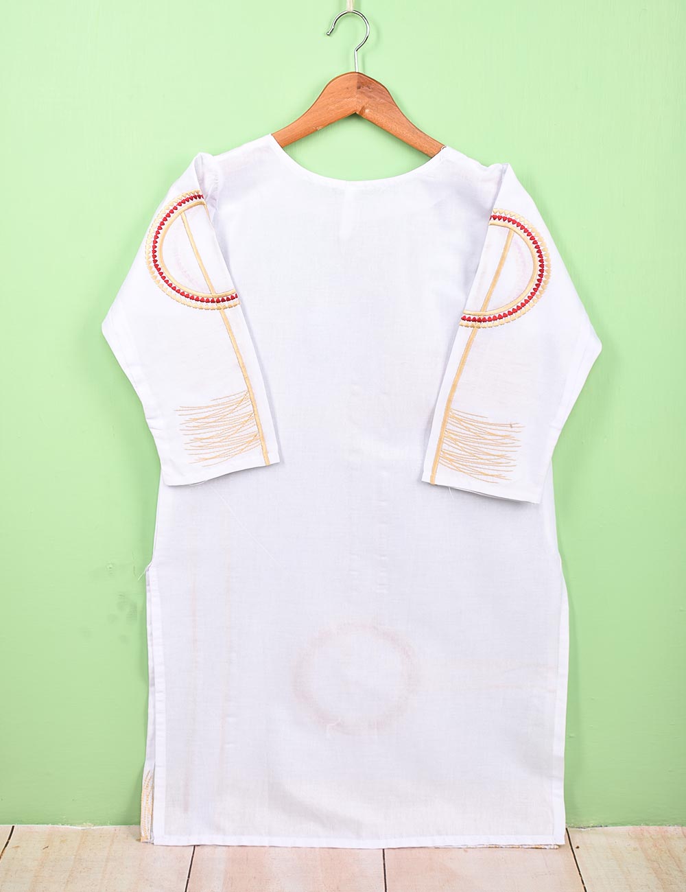 Cotton Embroidered Stitched Kurti - Revolution (TS-067B-White)