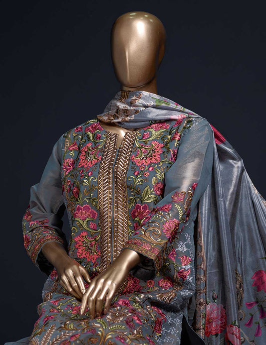 3 Pc Khaddi Lawn Unstitched Embroidered Dress (TP-09)