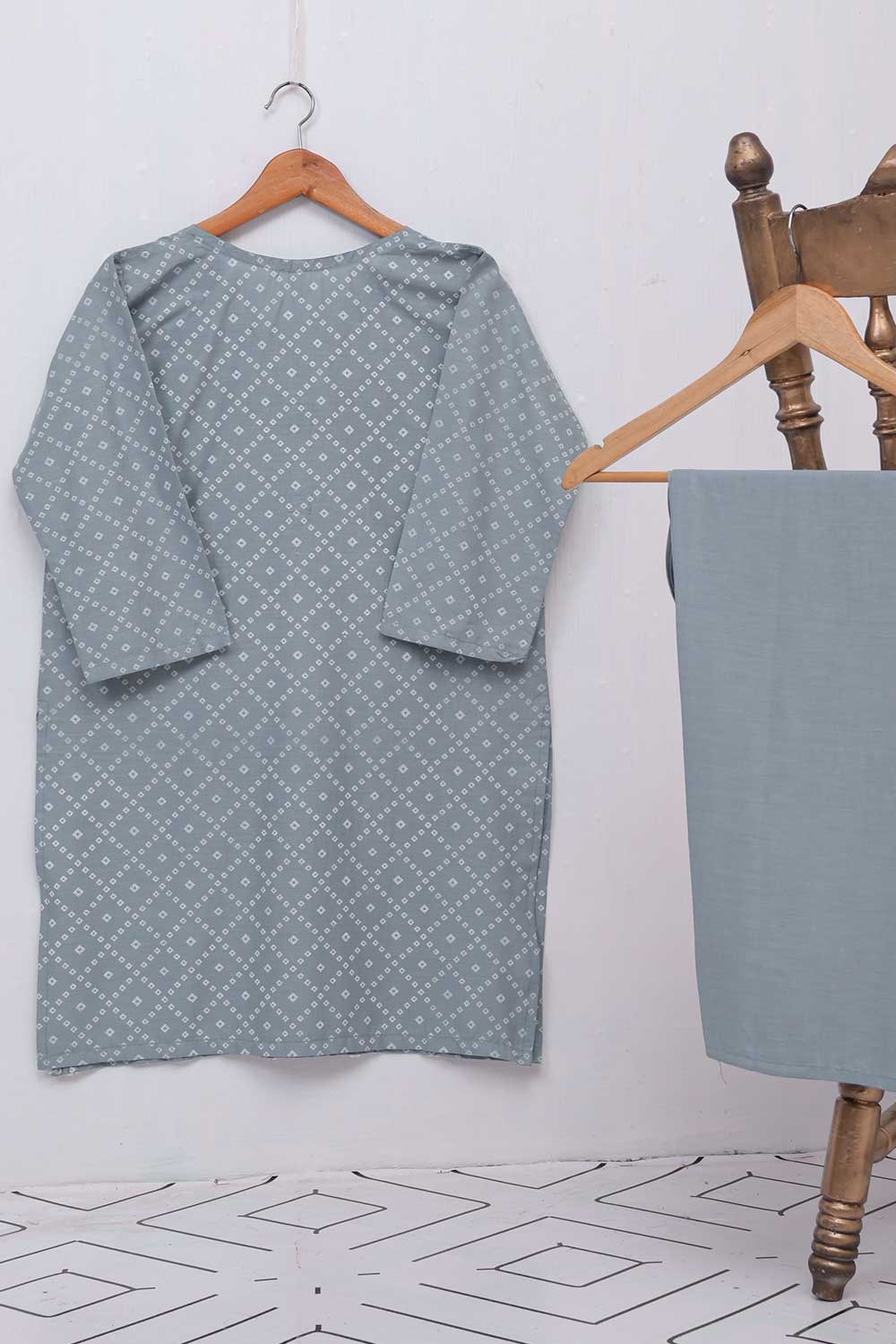 STP-027B-GrayishBlue - 2Pc Cotton Stitched