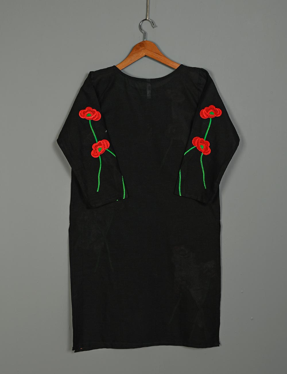 TS-176-Black - Cotton Embroidered Kurti