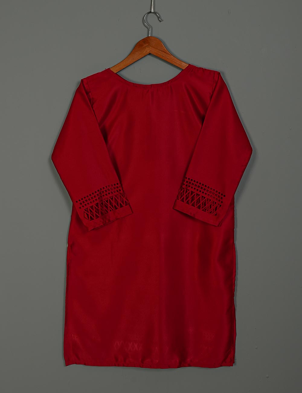 TS-161-Red - Silk Stitched Kurti