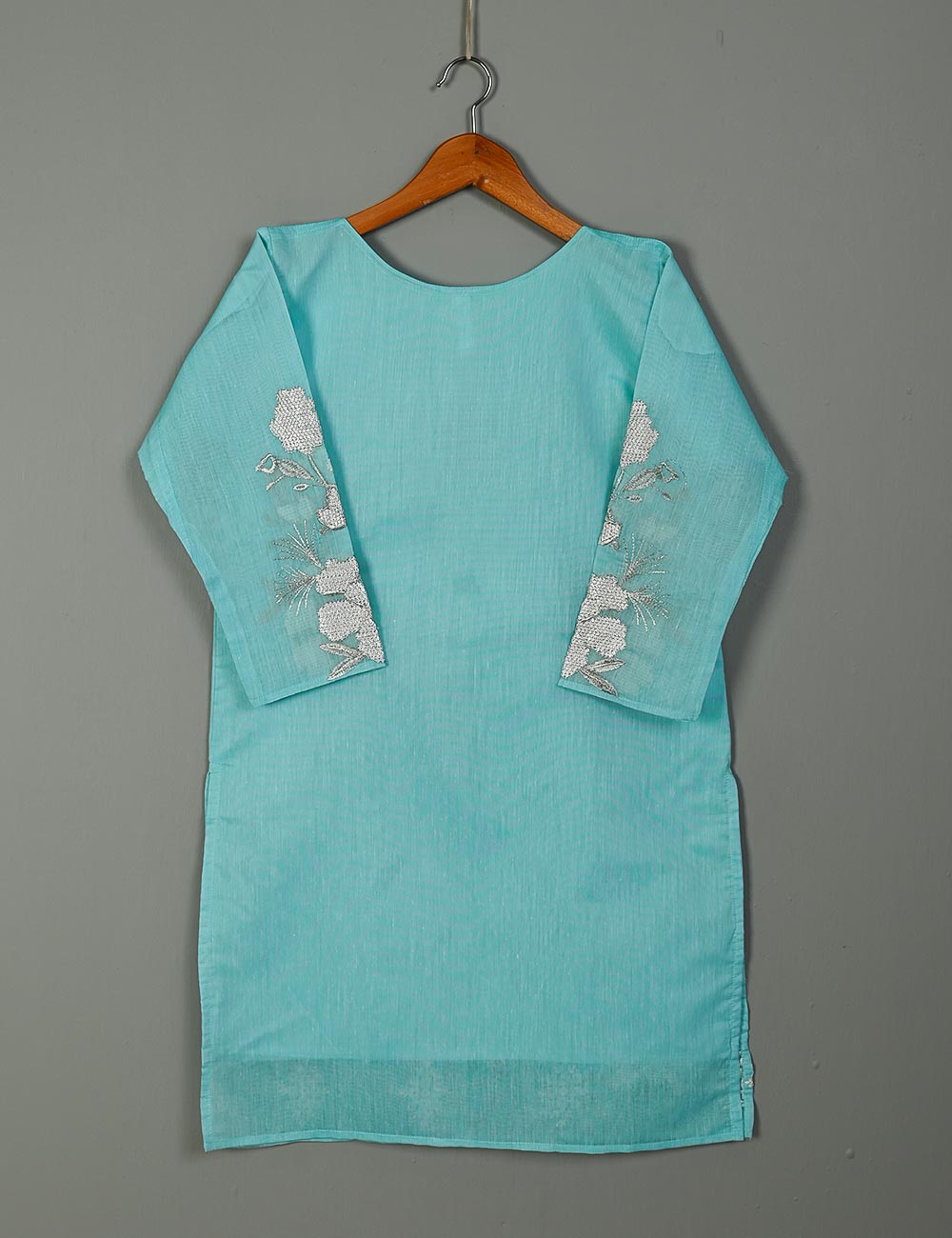 Paper Cotton Embroidered Stitched Kurti With Mirror Work – Falak (TS-071A-Blue)