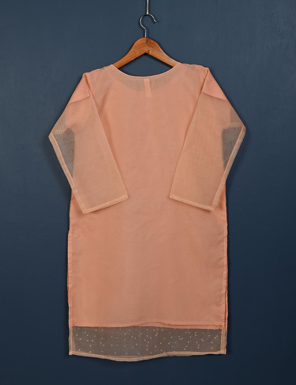 TS-148C-Peach - Organza Embroidered Kurti